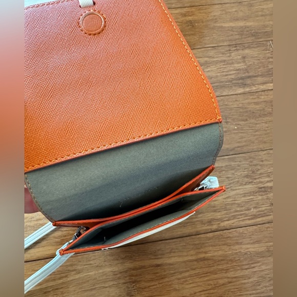 K. Carroll 7.5" Orange and White Fashionable Crossbody Handbag Tassel Travel - Picture 7 of 8